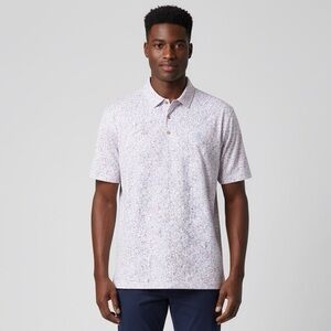 Peter Millar White and Pink Patterned Polo Shirt